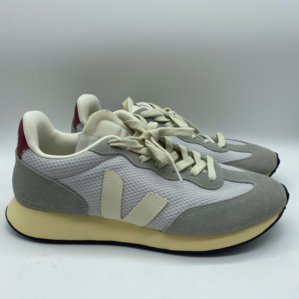 Veja Gray Tan Red Sneakers Casual Rio Branco II Minimalist Basic Women's size 10